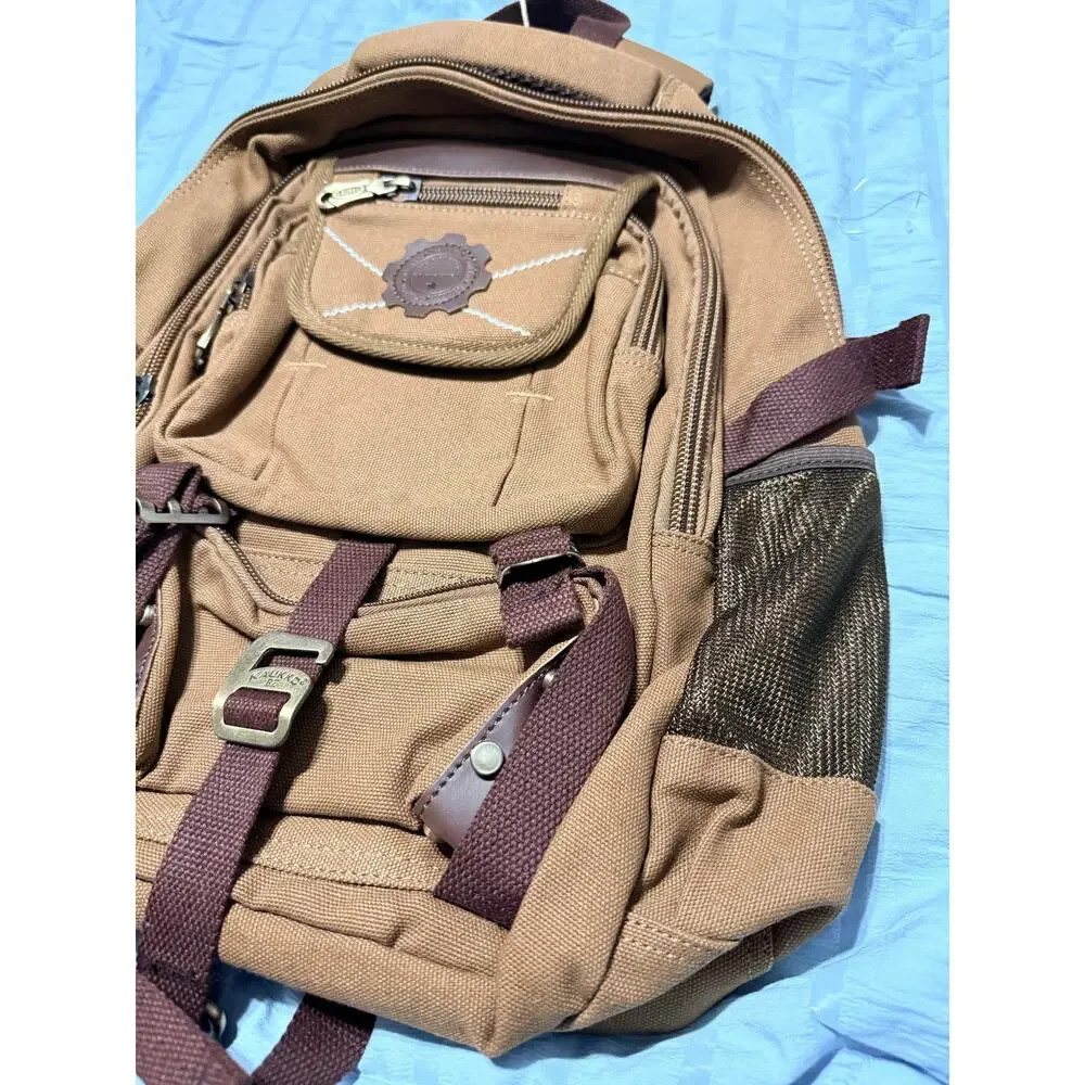 KAUKKO Men Canvas Backpack Laptop School Satchel Travel camping Bag Rucksack 316